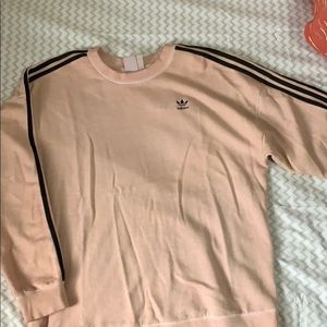 Women’s Sz M Beige Adidas 3 Stripe Sweatshirt!